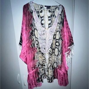 Roaman’s Pink ,Black,tan and Brown Snake Print Women's Top size 22-24